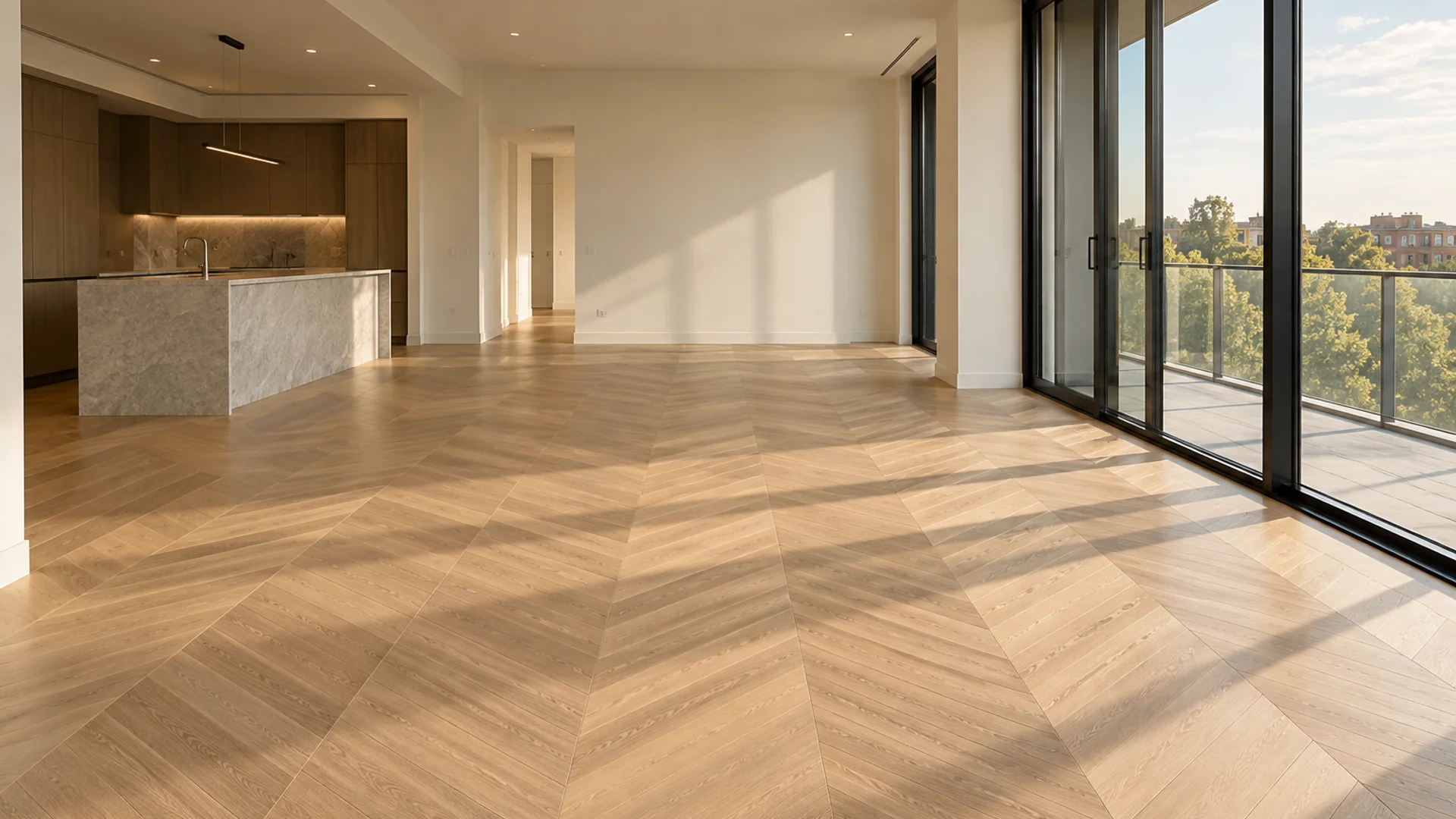 Toronto Quality Wood Flooring Summerhill summerhill chevron european white oak finished — portfolio documentation photo of the completed scope.