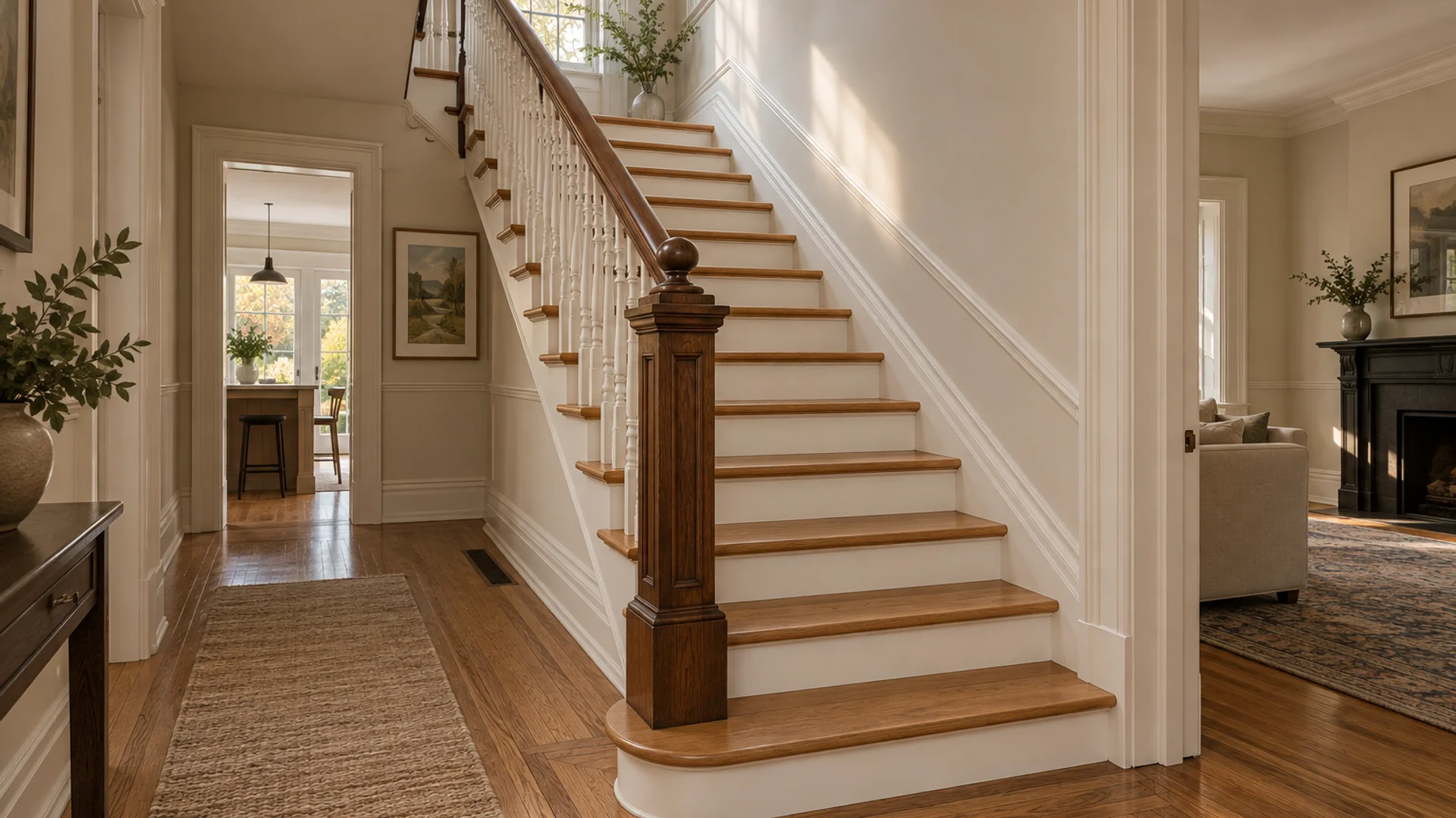 Toronto Quality Wood Flooring Forest Hill forest hill 14-step red oak staircase finished — portfolio documentation photo of the completed scope.