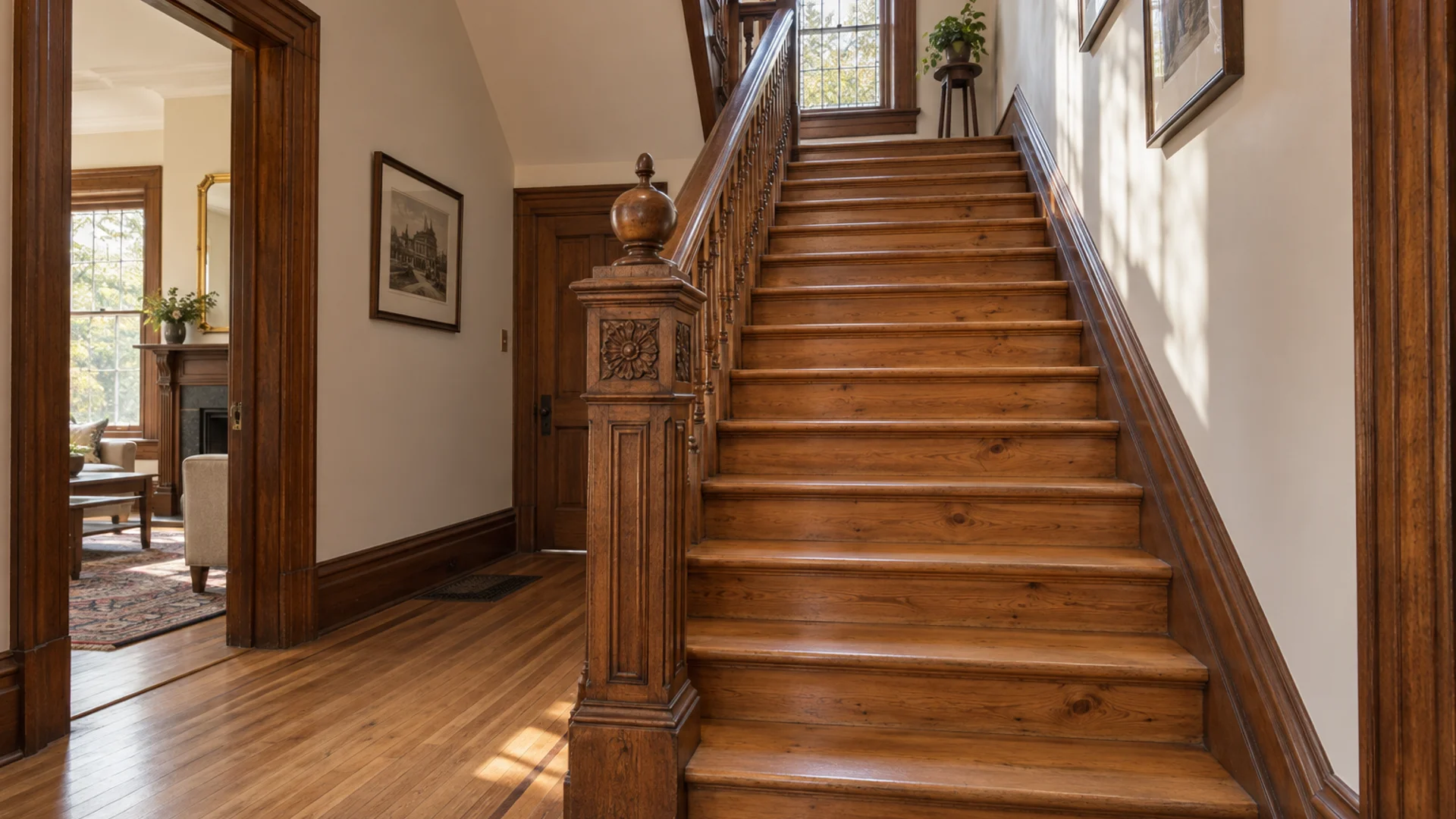 Toronto Quality Wood Flooring Rosedale rosedale 17-step heritage pine restoration finished — portfolio documentation photo of the completed scope.
